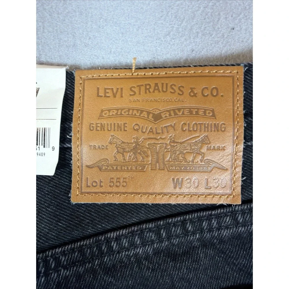 Levis Premium Men 555 Relax Fit Straight Leg Jeans 30x30 Black NWT 100% Cotton